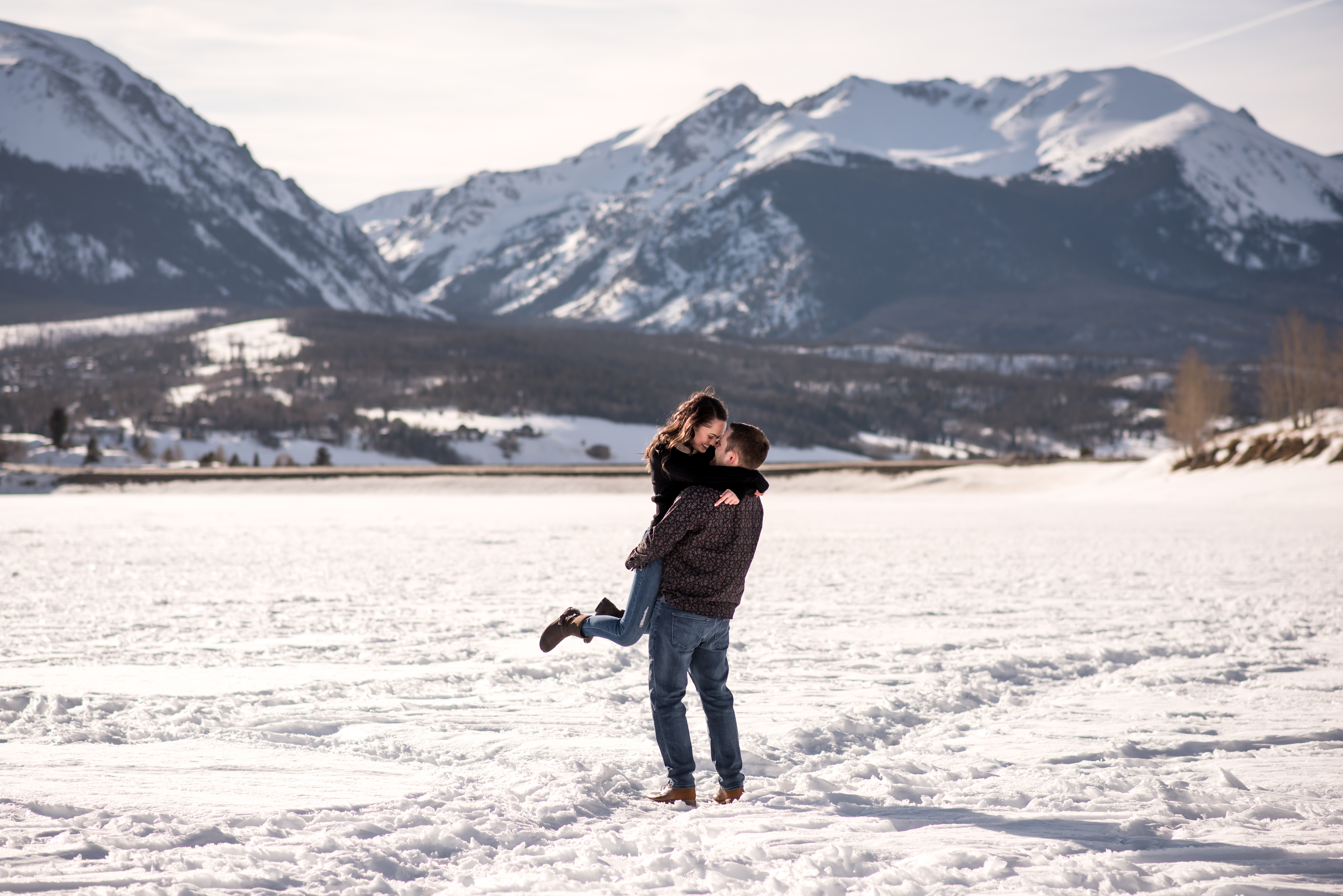 Adventure engagement photo at Lake Dillon, Colorado.