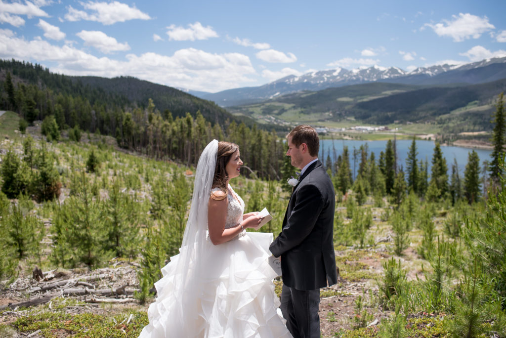 Couple sharing private vows at sapphire point before their ceremony