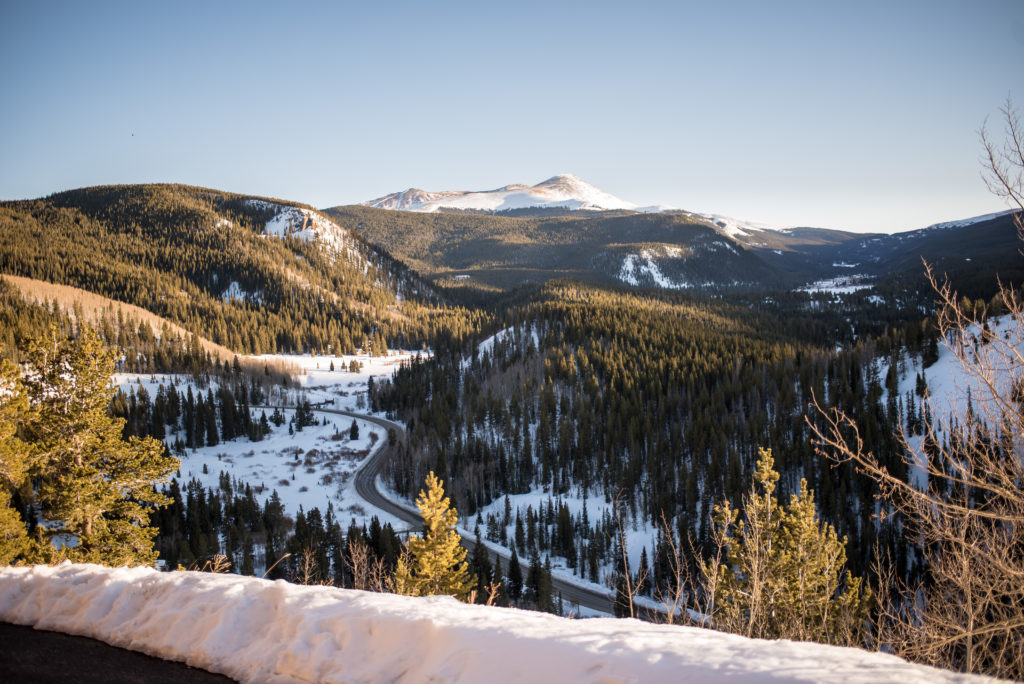 View from the Lodge at Breckenridge during a winter mountain wedding in Breckenridge, Colorado
