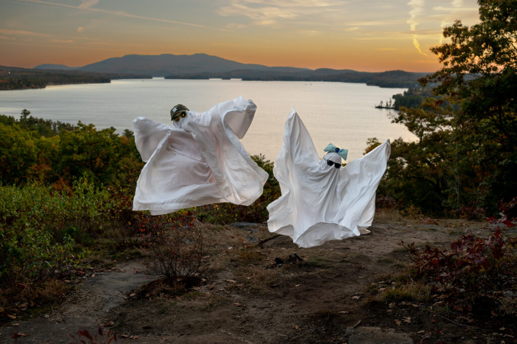 Blue hour ghost sheet portraits with Halloween just around the corner